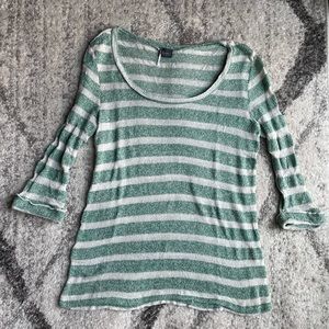 Light Weight Green & White Stripped Sweater